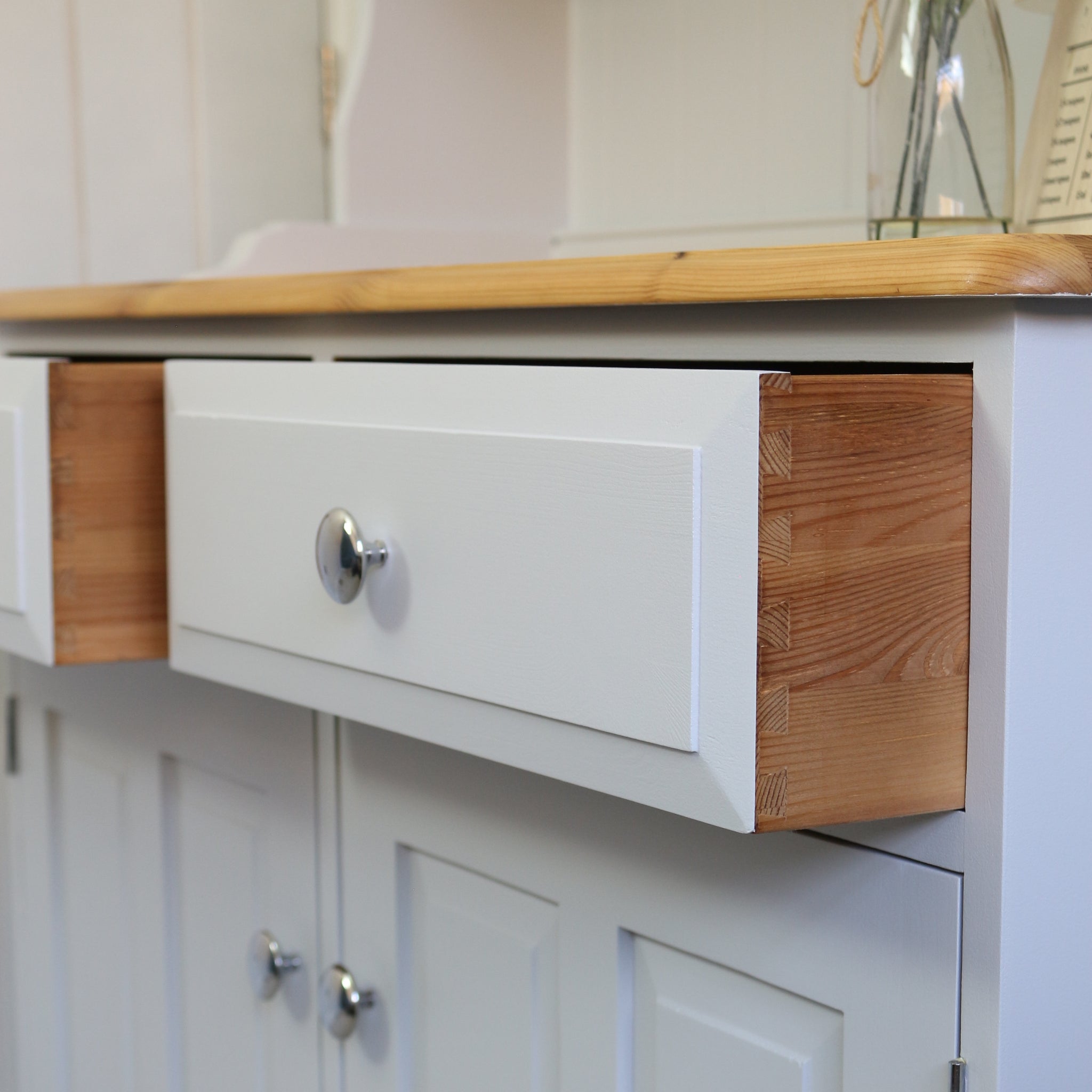 Light Grey Vintage Welsh Dresser - Serenity Roots Furniture Light Grey Vintage Welsh Dresser - Serenity Roots Furniture
