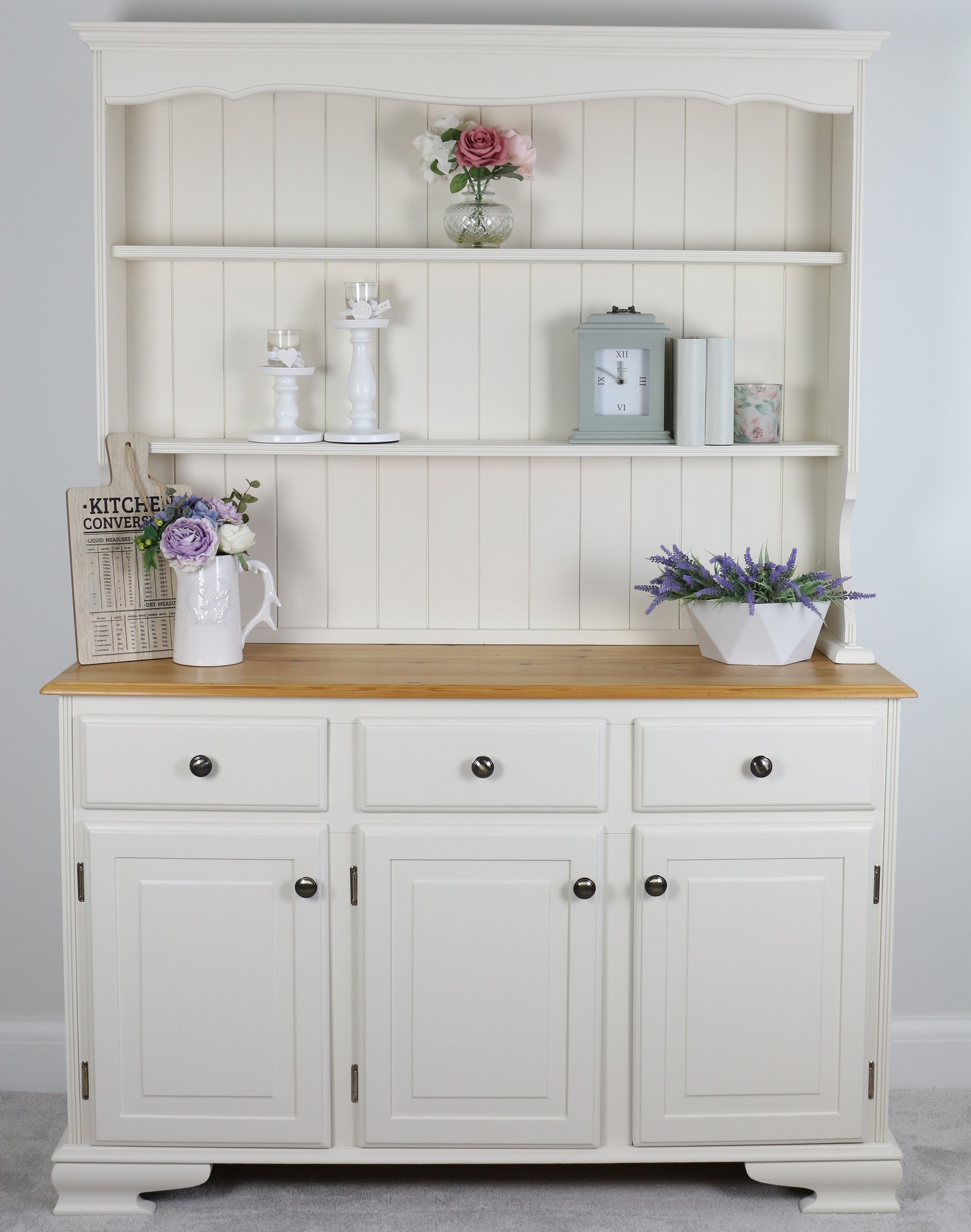 Large Vintage Cream/Beige Welsh Dresser - Serenity Roots Furniture Large Vintage Cream/Beige Welsh Dresser - Serenity Roots Furniture